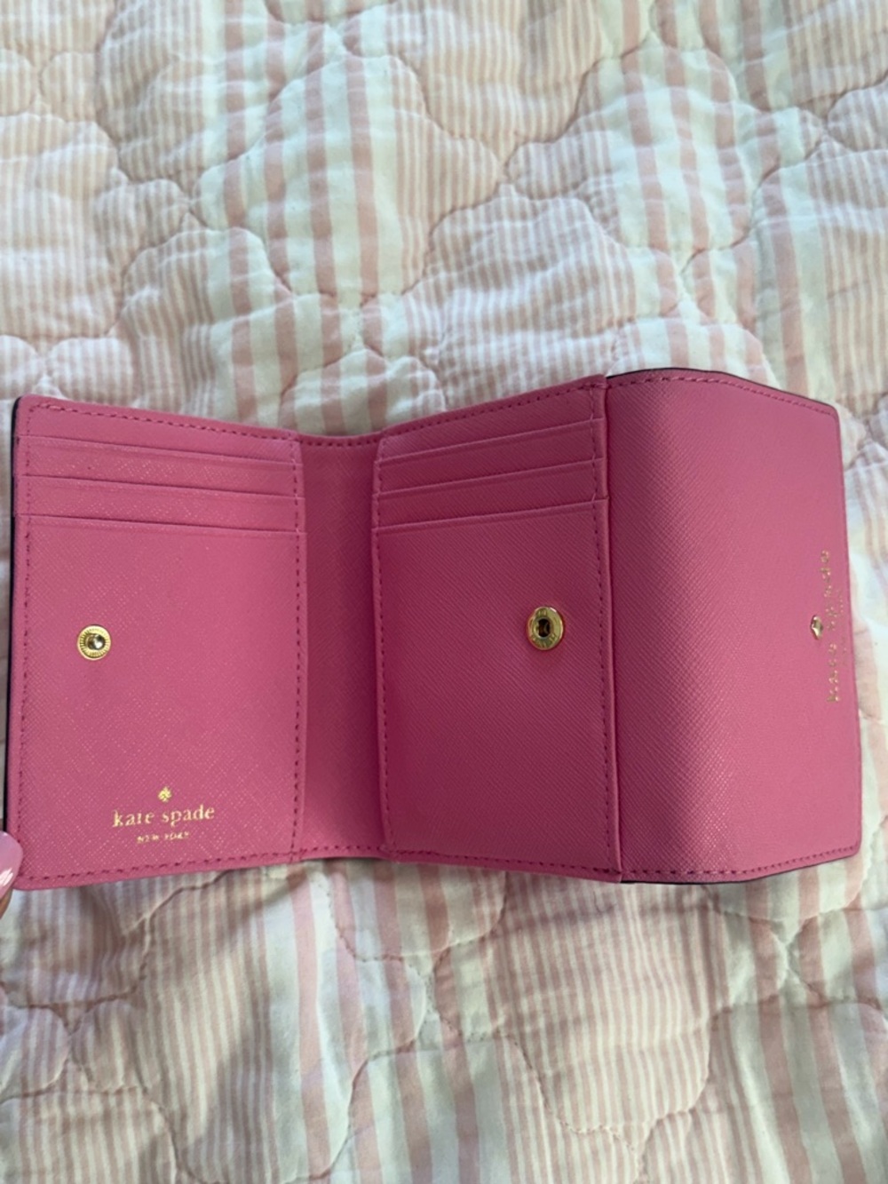 kate spade Pink Saffiano Leather Fold Wallet - Picture 5 of 8